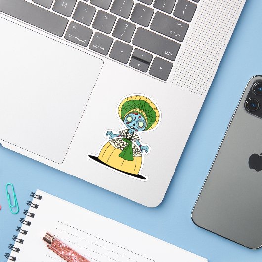 Sticker Jolie fille zombie brésilienne (Ordinateur portable avec iPhone)