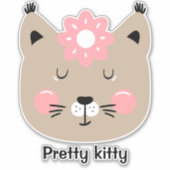 Sticker Jolie fleur rose napping kitty personnalisation (Devant)
