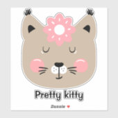Sticker Jolie fleur rose napping kitty personnalisation (Feuille)