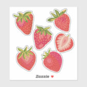 Sticker Jolie Fraise d'Été (Feuille)