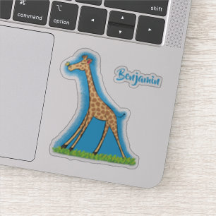 Sticker Jolie girafe avec dessin animé de papillon