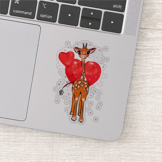 Sticker Jolie girafe de Saint-Valentin avec ballons de coe (Détail)