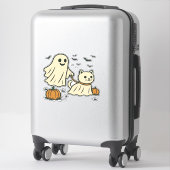 Sticker Jolie Halloween Fantôme Marche Fantôme Chat Classi (Sur valise)