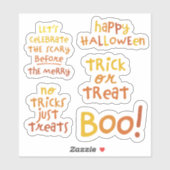 Sticker Jolie Halloween phrases orange (Feuille)