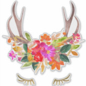 Sticker Jolie Lashes De Rennes Tombent Floral Deer Antlers (Devant)