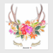 Sticker Jolie Lashes De Rennes Tombent Floral Deer Antlers (Feuille)