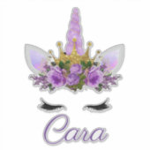 Sticker Jolie licorne violette|Couronne Parties scintillan (Devant)