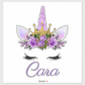 Sticker Jolie licorne violette|Couronne Parties scintillan (Feuille)