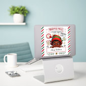 Sticker Jolie livraison spéciale Elf de Noël de Père Noël (Ordinateur portable sur le bureau)