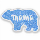 Sticker Jolie maman ours bleu scintillant design pour elle (Devant)