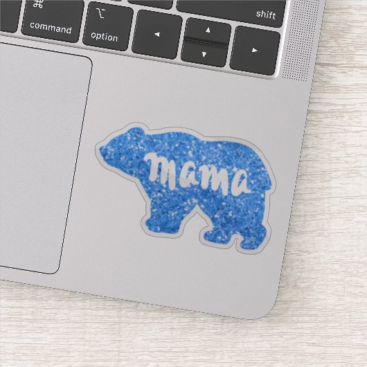Sticker Jolie maman ours bleu scintillant design pour elle (Détail)