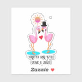 Sticker Jolie mariée flamingo et mariée (Feuille)