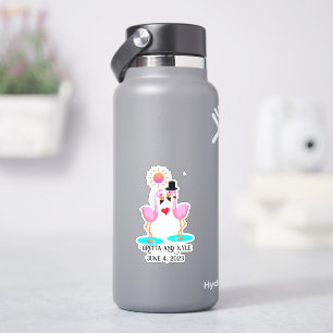 Sticker Jolie mariée flamingo et mariée