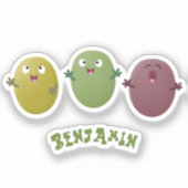 Sticker Jolie olives joyeux chantant dessin animé (Recto)