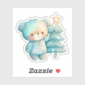 Sticker Jolie Ours et Noël (Feuille)