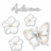 Sticker Jolie papillon bleu blanc Shower de mariage (Devant)