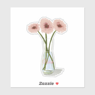 Sticker Jolie Pastel Gerbera Flower +Nom personnalisé
