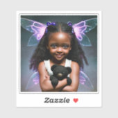 Sticker Jolie petite fille fée avec un ours en peluche (Feuille)