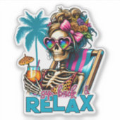 Sticker Jolie plage relax squelette (Devant)