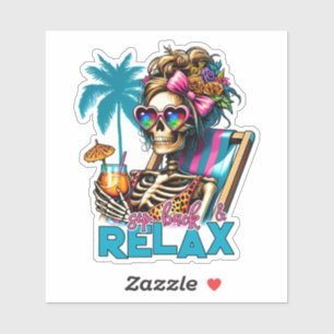 Sticker Jolie plage relax squelette