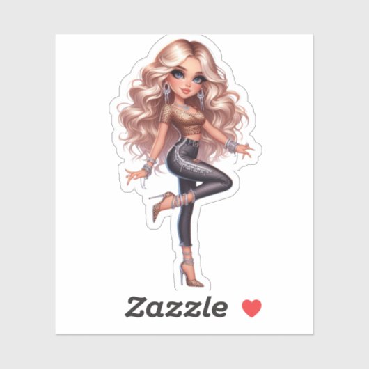 Sticker jolie poupée (Feuille)