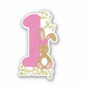 Sticker Jolie première fille d'anniversaire Bunny (Devant)
