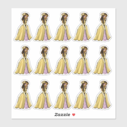 Sticker Jolie princesse africaine américaine (Feuille)
