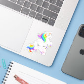 Sticker Jolie princesse Rainbow Unicorn (Ordinateur portable avec iPhone)