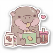 Sticker Jolie Pygmée Hippo Aime Snack (Devant)