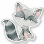 Sticker Jolie renard gris et rose (Devant)