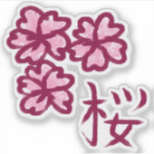 Sticker Jolie Sakura Sketchy Flower avec Kanji (Devant)