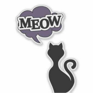 Sticker Jolie silhouette de chat noir dit miow