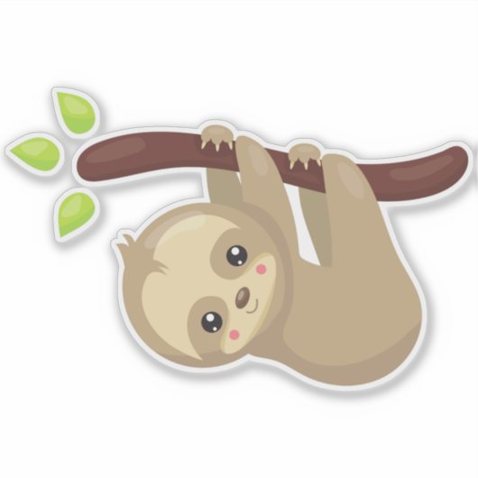 Sticker Jolie Sloth, Petite Sloth, Fente Bébé, Fente Lazy (Devant)