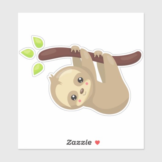 Sticker Jolie Sloth, Petite Sloth, Fente Bébé, Fente Lazy (Feuille)
