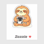 Sticker Jolie Sloth Relaxant avec Hot Coffee Premium T-Shi (Feuille)