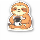 Sticker Jolie Sloth Relaxant avec Hot Coffee Premium T-Shi (Devant)