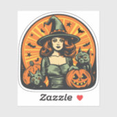 Sticker Jolie sorcière de gingembre Halloween (Feuille)