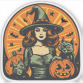 Sticker Jolie sorcière de gingembre Halloween (Devant)