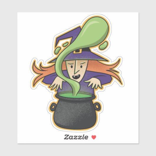 Sticker Jolie sorcière d'Halloween (Feuille)