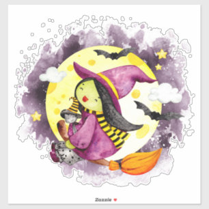 Sticker Jolie sorcière d'Halloween