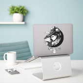 Sticker Jolie sorcière et chat noir Wiccan Wicca Espellcas (Ordinateur portable sur le bureau)