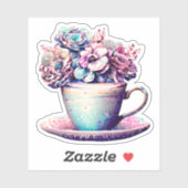 Sticker Jolie Teacup Antique Fleurs Vintages (Feuille)