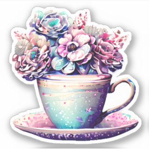 Sticker Jolie Teacup Antique Fleurs Vintages