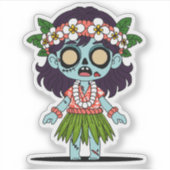 Sticker Jolie Zombie Fille Hawaïenne (Devant)