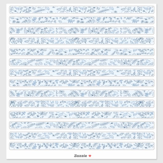 Sticker Jolies bordures florales en bleus boho (Feuille)