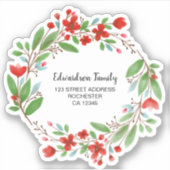 Sticker Jolies fleurs aquarelle adresse de retour (Devant)
