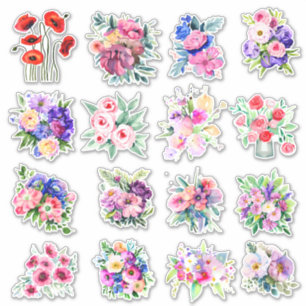 Sticker Jolies fleurs aquarelles