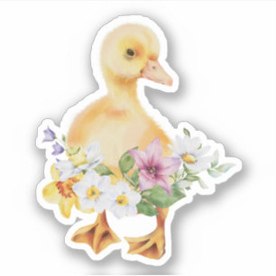 Sticker Jolies fleurs florales de caneton bébé