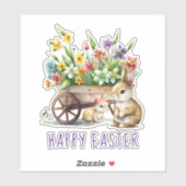 Sticker Jolies lapins et fleurs de Pâques (Feuille)