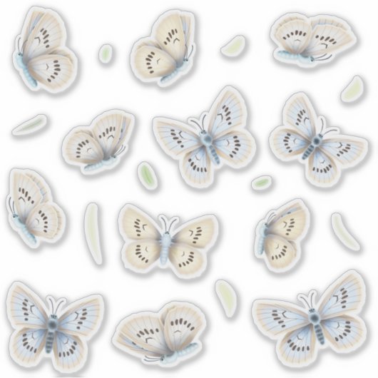 Sticker Jolies papillons Fenêtre transparente et miroir (Devant)